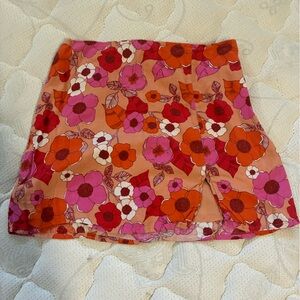 Urban Outfitters Floral Skirt - Pink and Orange